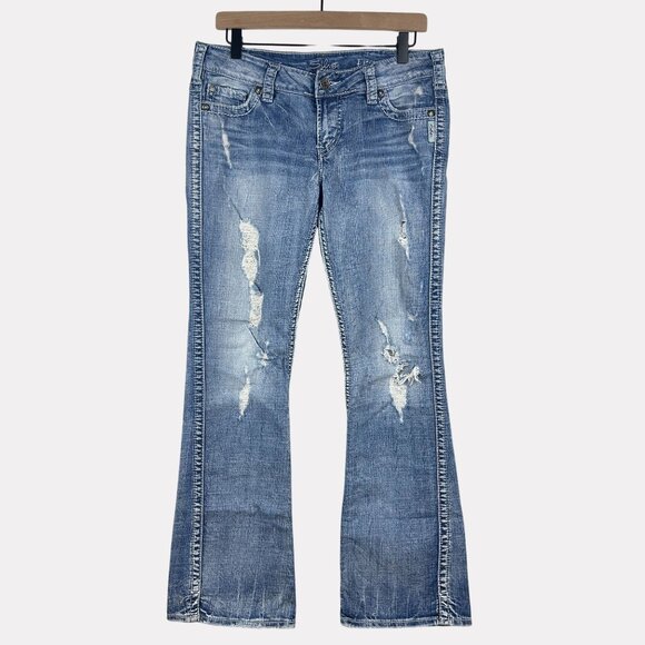 Silver Jeans Frances 18" Bootcut Distressed Jeans Womens W30/L31 Blue - Picture 1 of 10